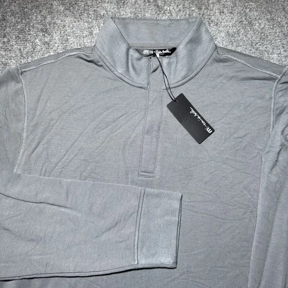 Travis Mathew Newport 1/4 Zip Fleece Mens Large Shade Gray Golf Embroidered NEW - Picture 2 of 14